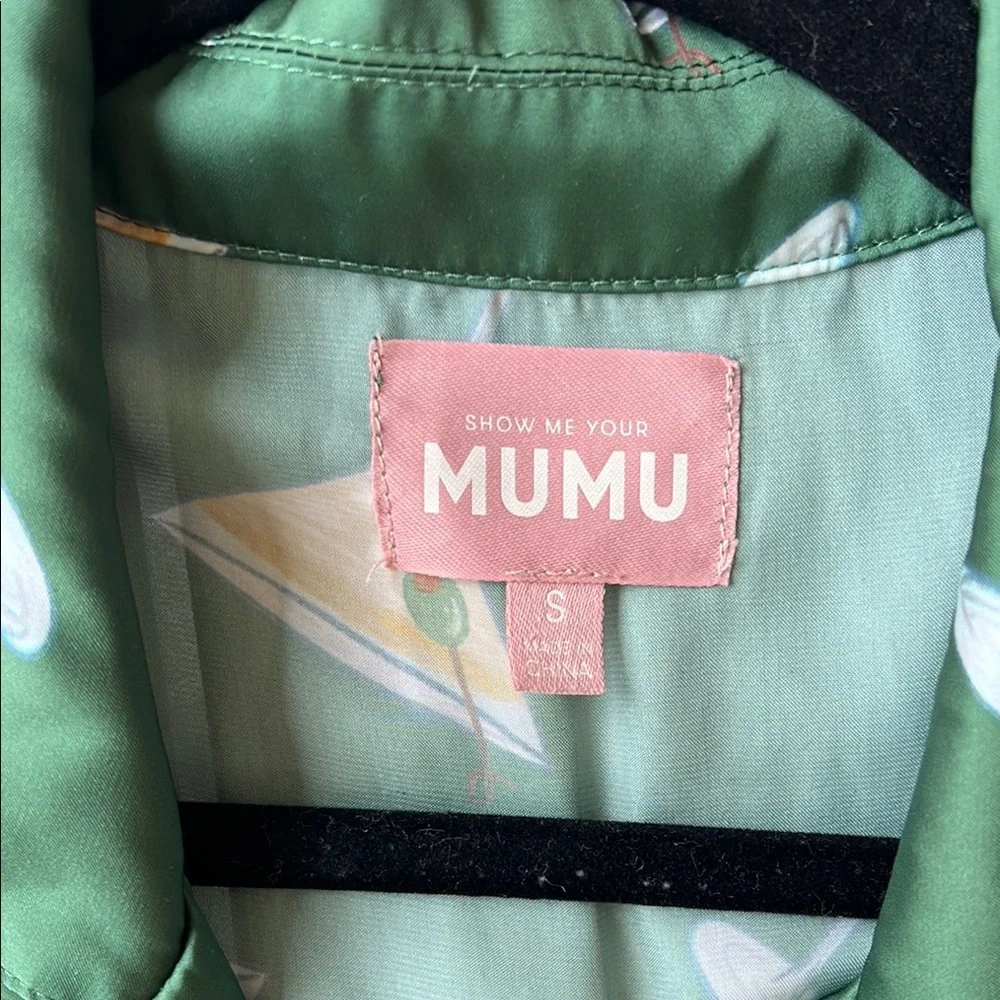 Show Me Your MuMu Green Martini Print Satin Pajama Set